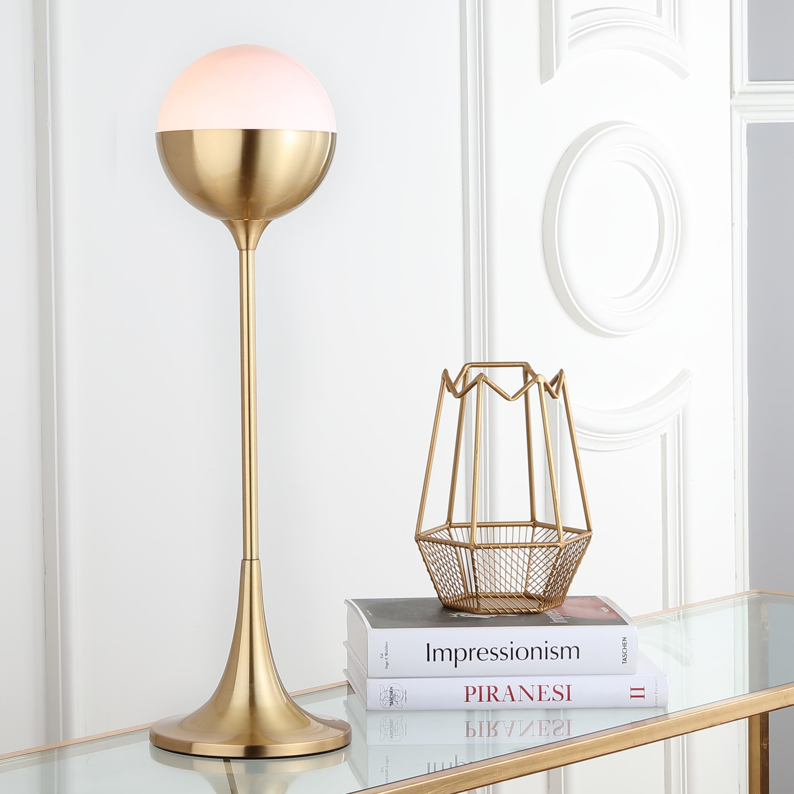 SAFAVIEH Lighting Lando Brass Gold 27-inch LED Table Lamp - 8