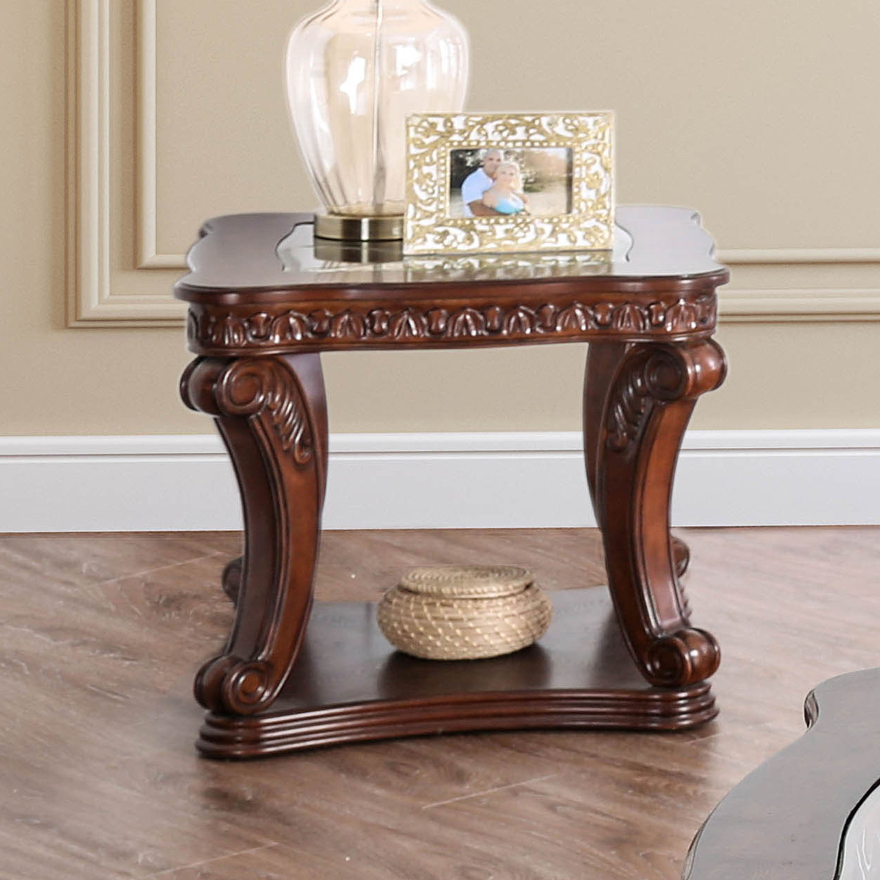 Furniture of America Rend Traditional Oak 26-inch Shelf-base Side Table - Mycitystee