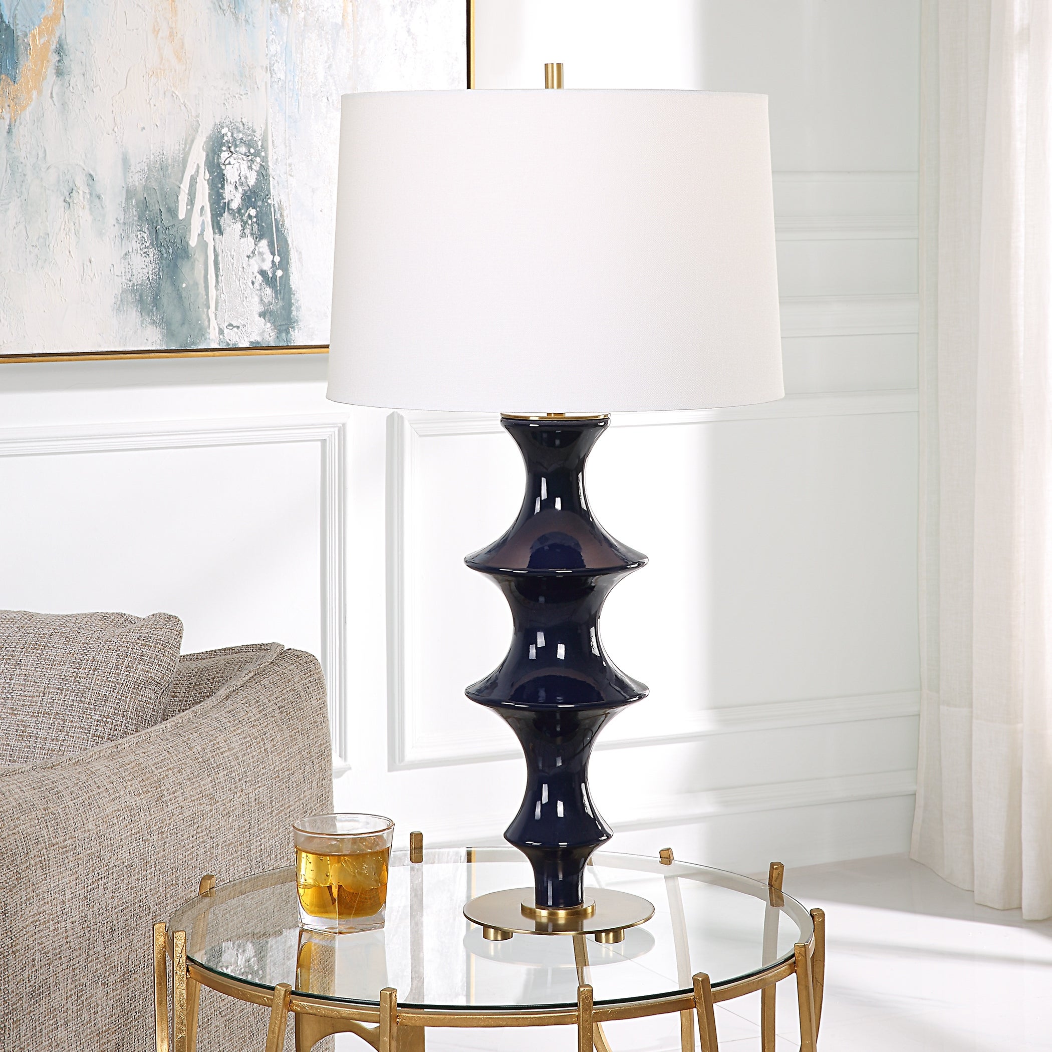 Uttermost Coil Sculpted Blue Table Lamp - 15 W X 28.75 H X 15 D (in) - Mycitystee