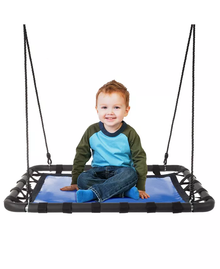 Trademark Global Hey Play Platform Swing - 40” X 30” Hanging Outdoor Tree Or Playground Equipment Standing Rectangle Bench Swing Accessory With Adjust - Mycitystee