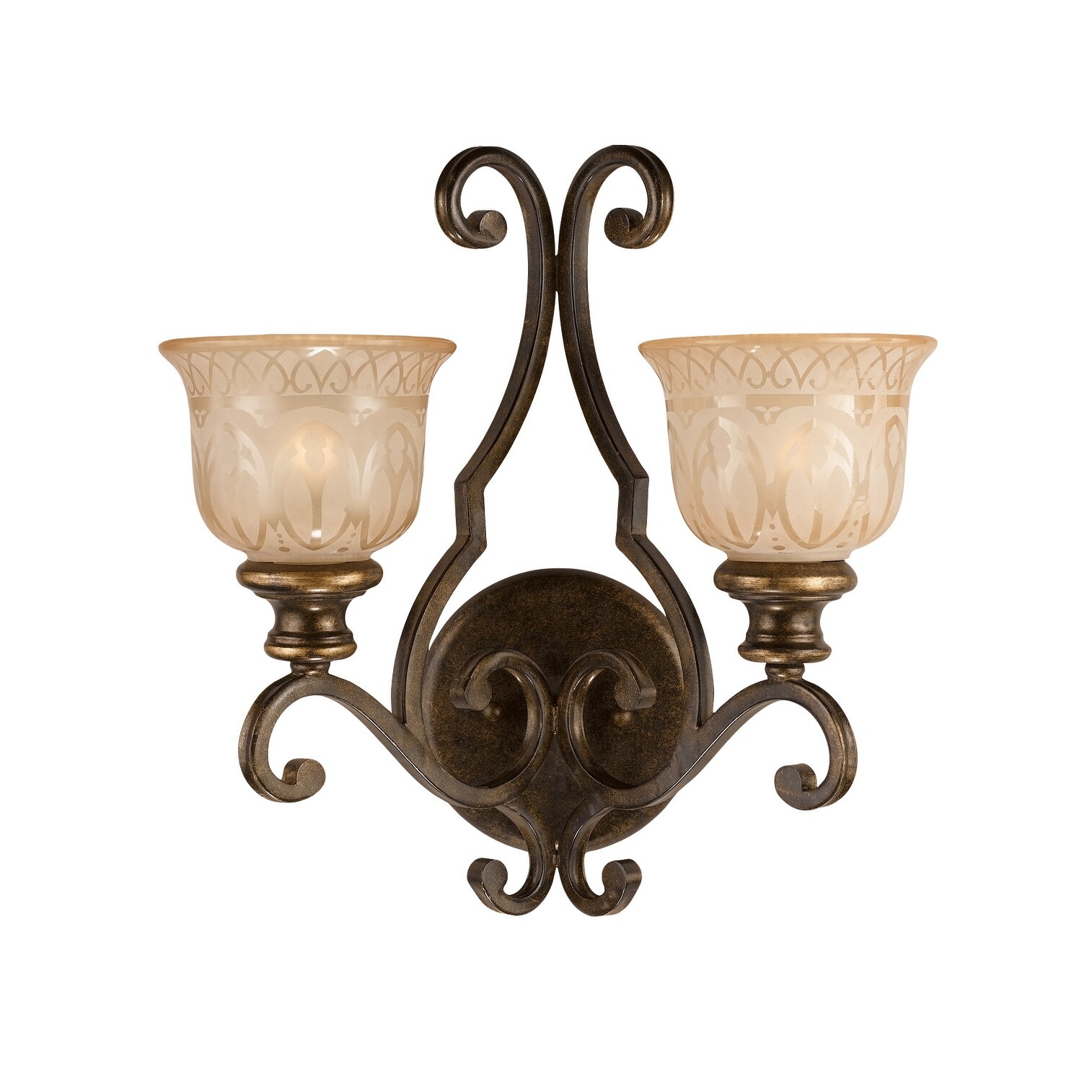 Norwalk 2 Light Bronze Umber Sconce - 16'' W x 16.5'' H x 9'' D - Mycitystee