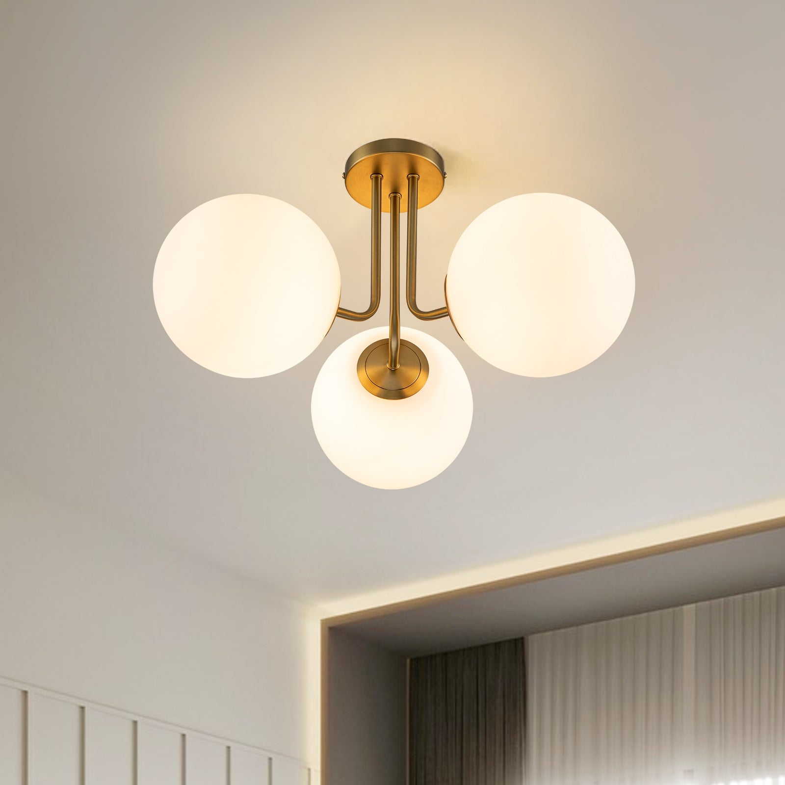 3 - Light 22'' Modern Sputnik Globe Glass Semi Flush Mount Light - Mycitystee
