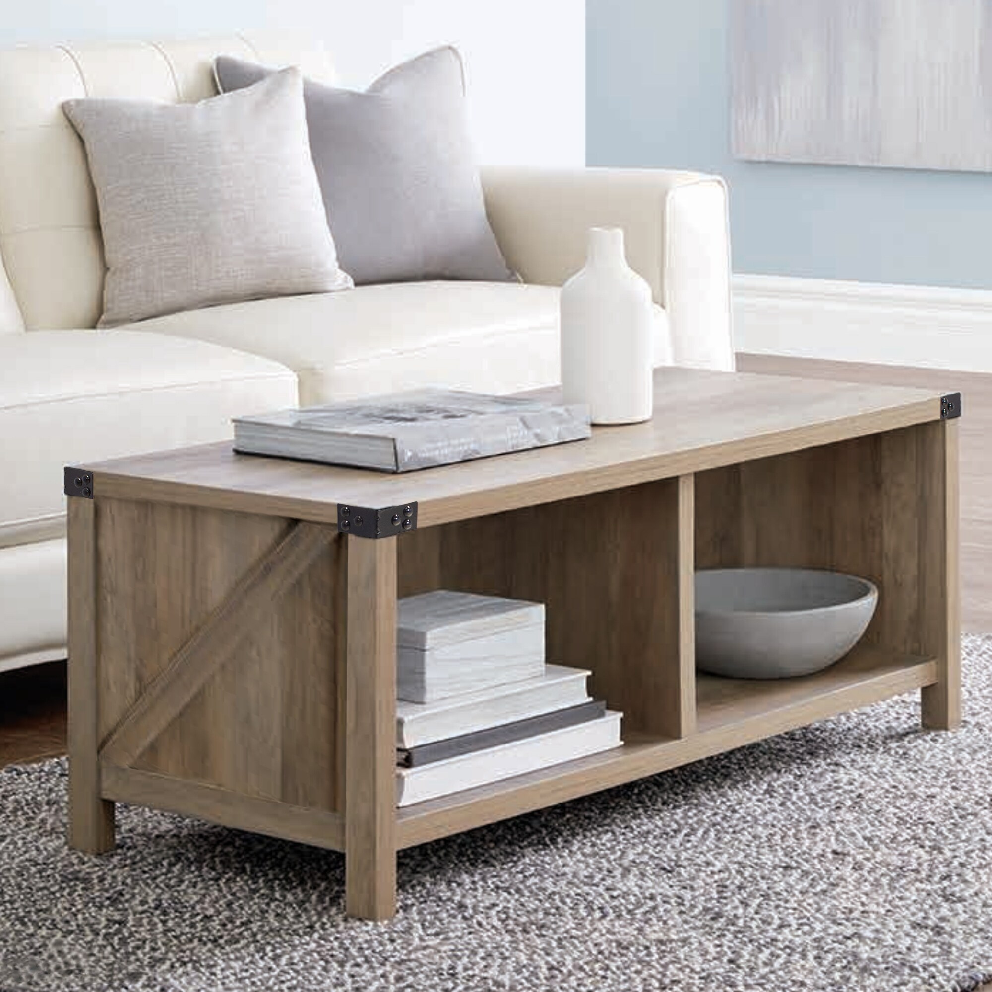 Farmhouse 2-Tier Coffee Table with Shelf - Mycitystee