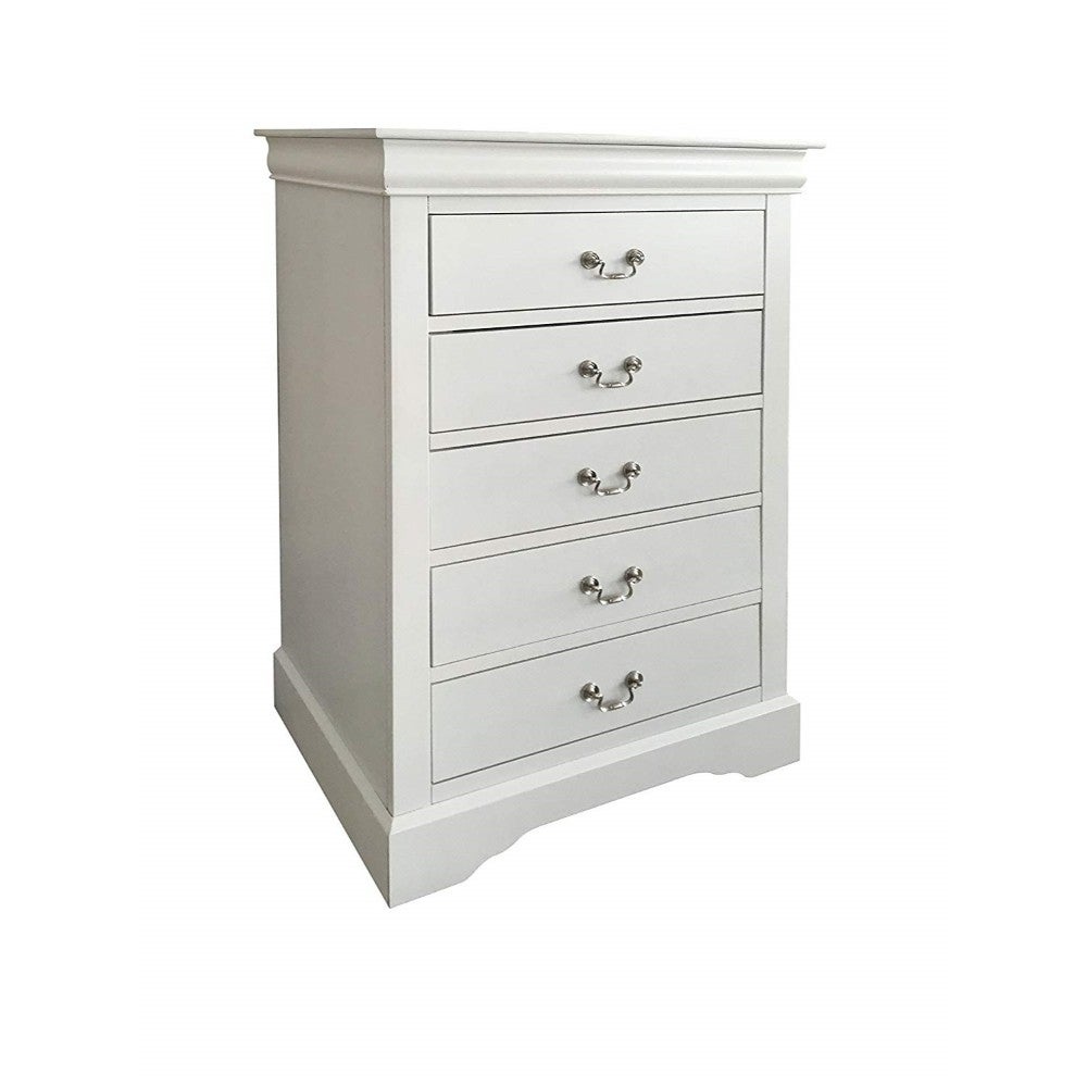 Traditional Style Wood and Metal Chest with 5 Drawers， White - - 25687716 - Mycitystee