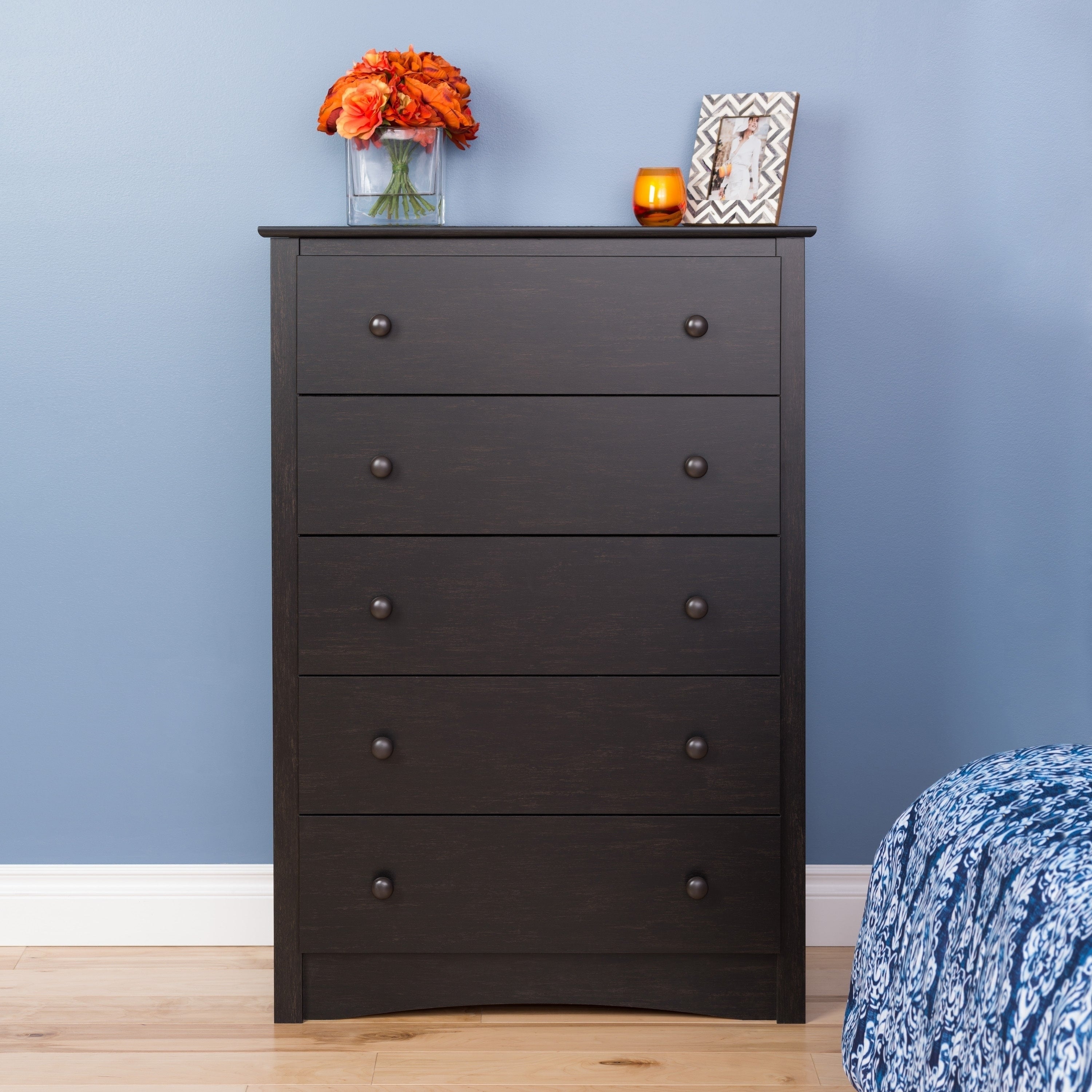 Copper Grove Periyar Washed Black 5-drawer Chest - - 19856287 - Mycitystee