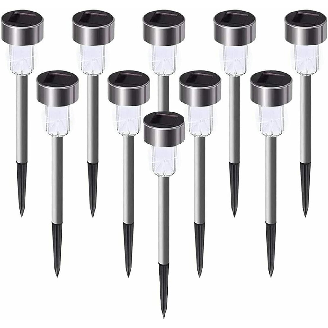 10 pack Stainless Steel Outdoor Solar Lights for Garden - Mycitystee