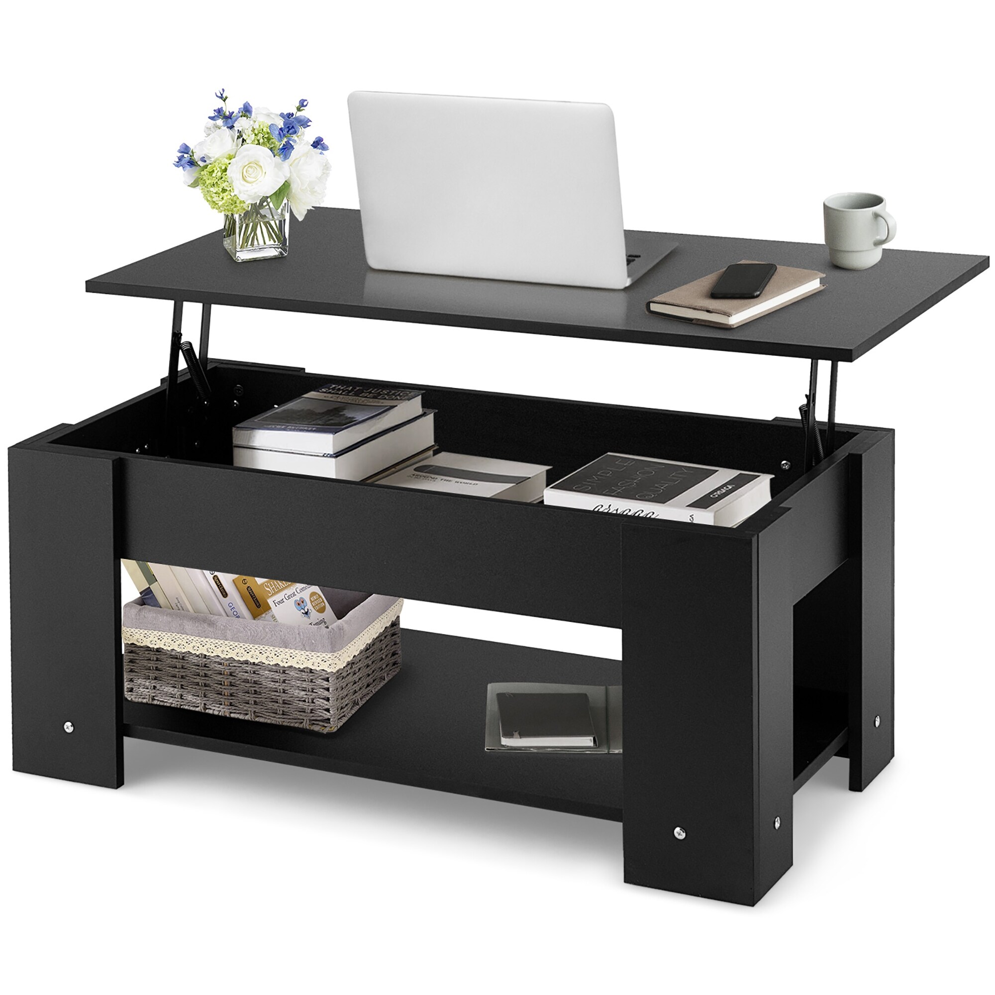 Costway Lift Top Coffee Table Modern Accent Table w/Hidden Storage - See Details - Mycitystee