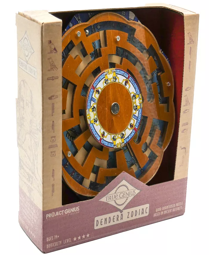 Project Genius Dendera Zodiac Wooden Puzzle Based On The Ancient Night Sky， Medium Difficultly， Twist The Maze To Open New Pathways For Both Ball Bear - Mycitystee