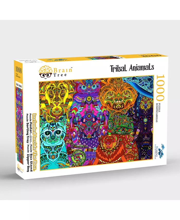 Brain Tree Games Tribal Animal 1000 Piece Jigsaw Puzzle - Mycitystee