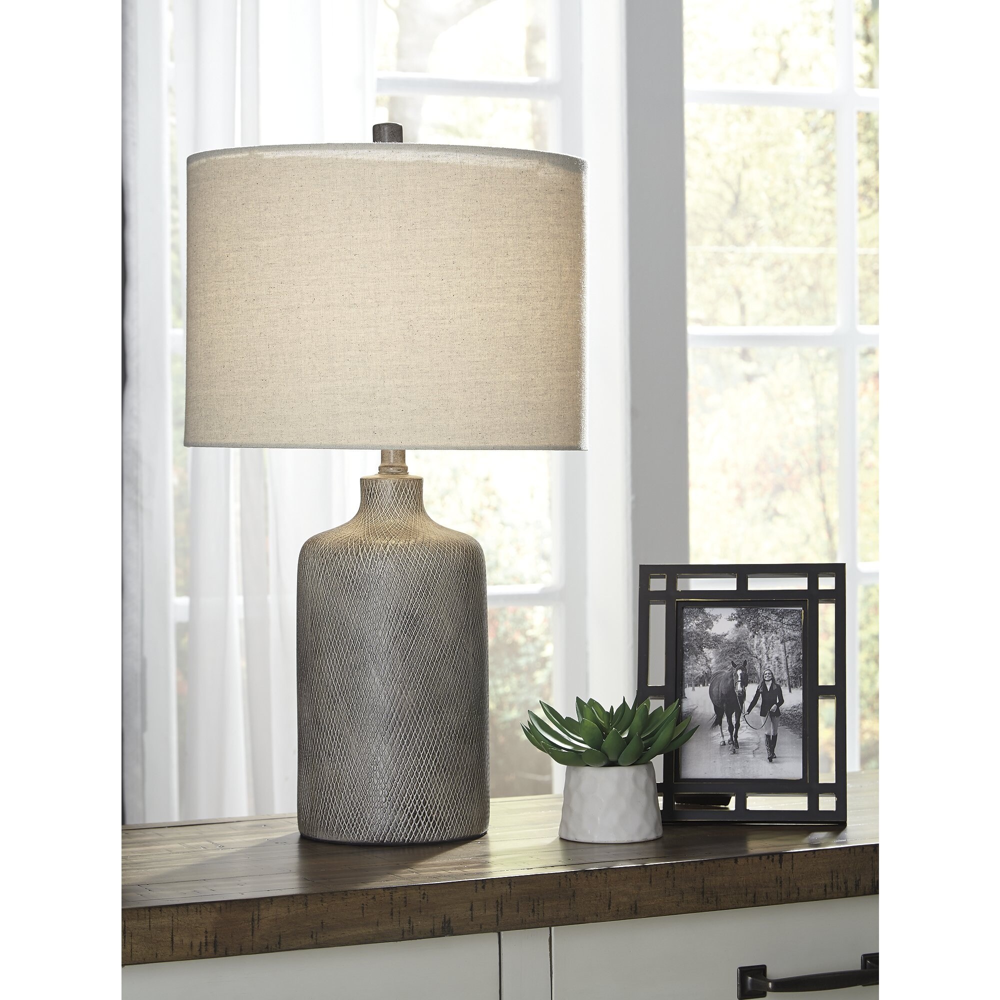 Linus Antique Black Contemporary 25 Inch Table Lamp - 14