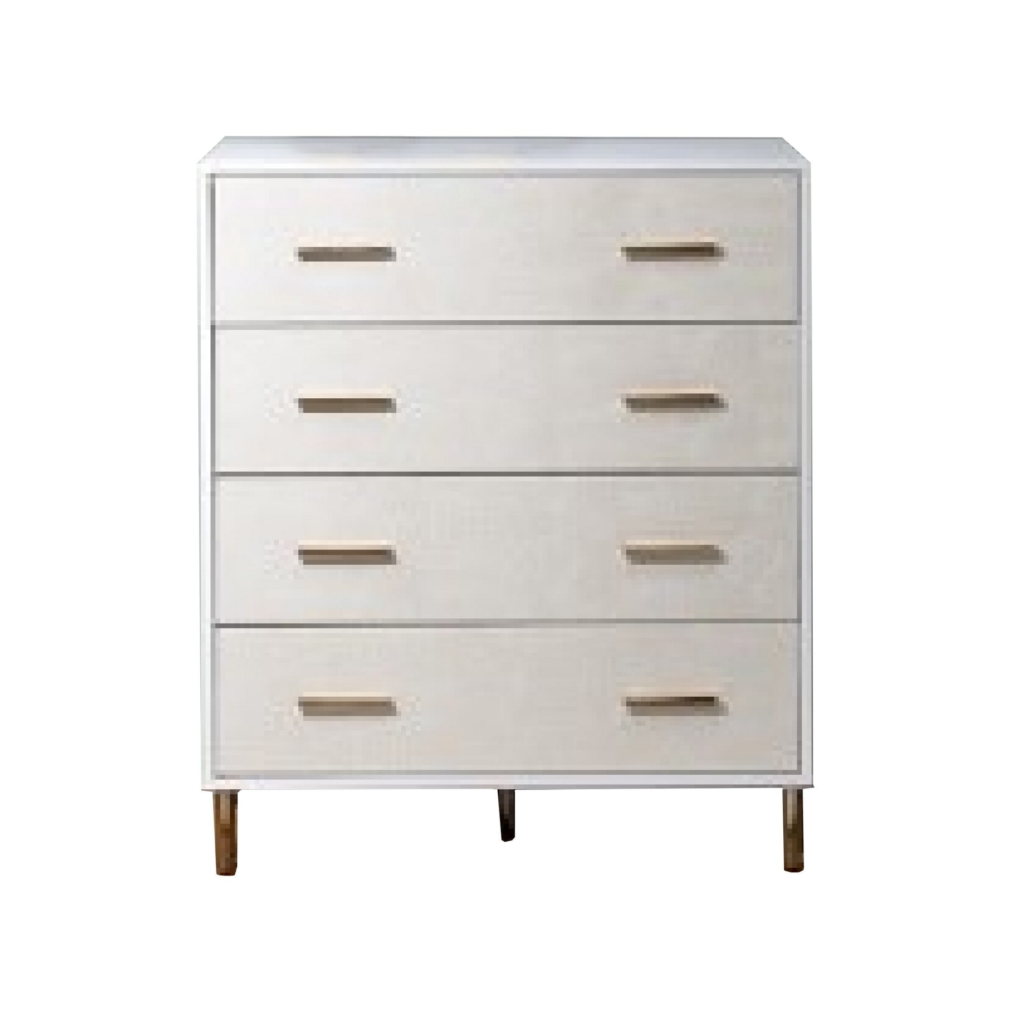 Emily 37 Inch Wood Tall Dresser Chest， 4 Drawers， Gold Handles， White - - 36090557 - Mycitystee
