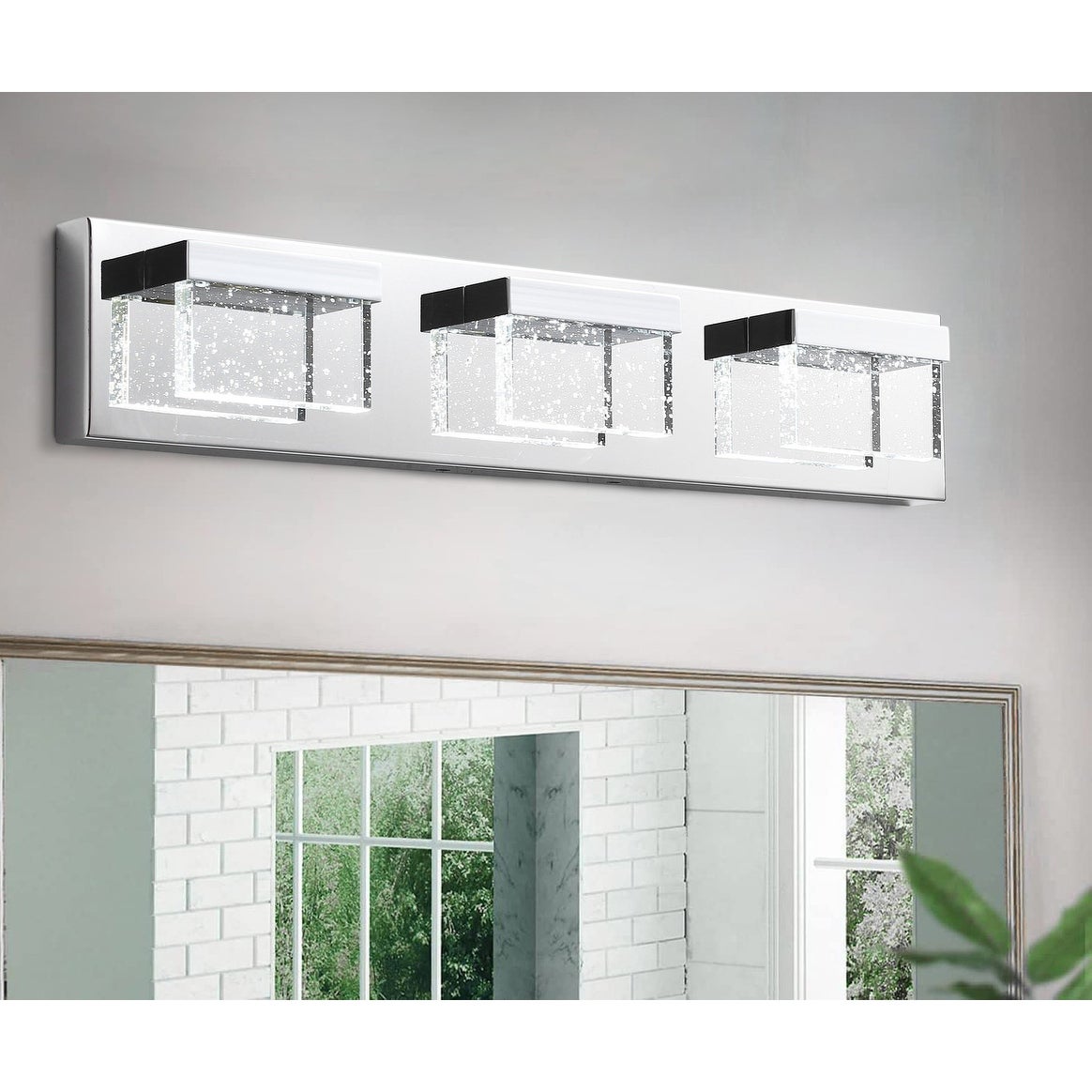 Modern 3-Light Creative Square Bubble Glass Shape Vanity Lighting Fixture - Mycitystee