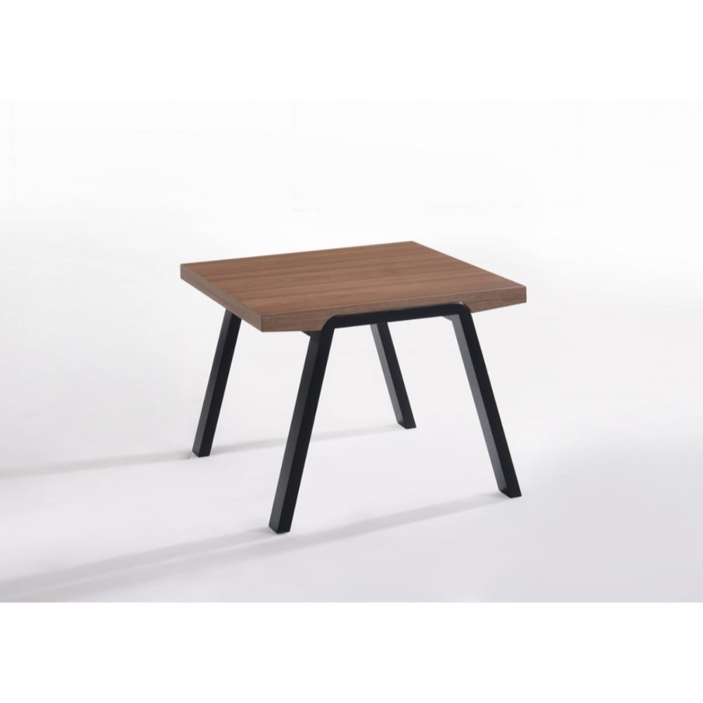 Wooden Table Top End Table with Angled Metal Legs， Walnut Brown and Black - Mycitystee