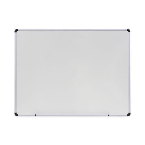 Universal Dry Erase Board， Melamine， 48 x 36， White， Black/Gray Aluminum/Plastic Frame (43724) - Mycitystee