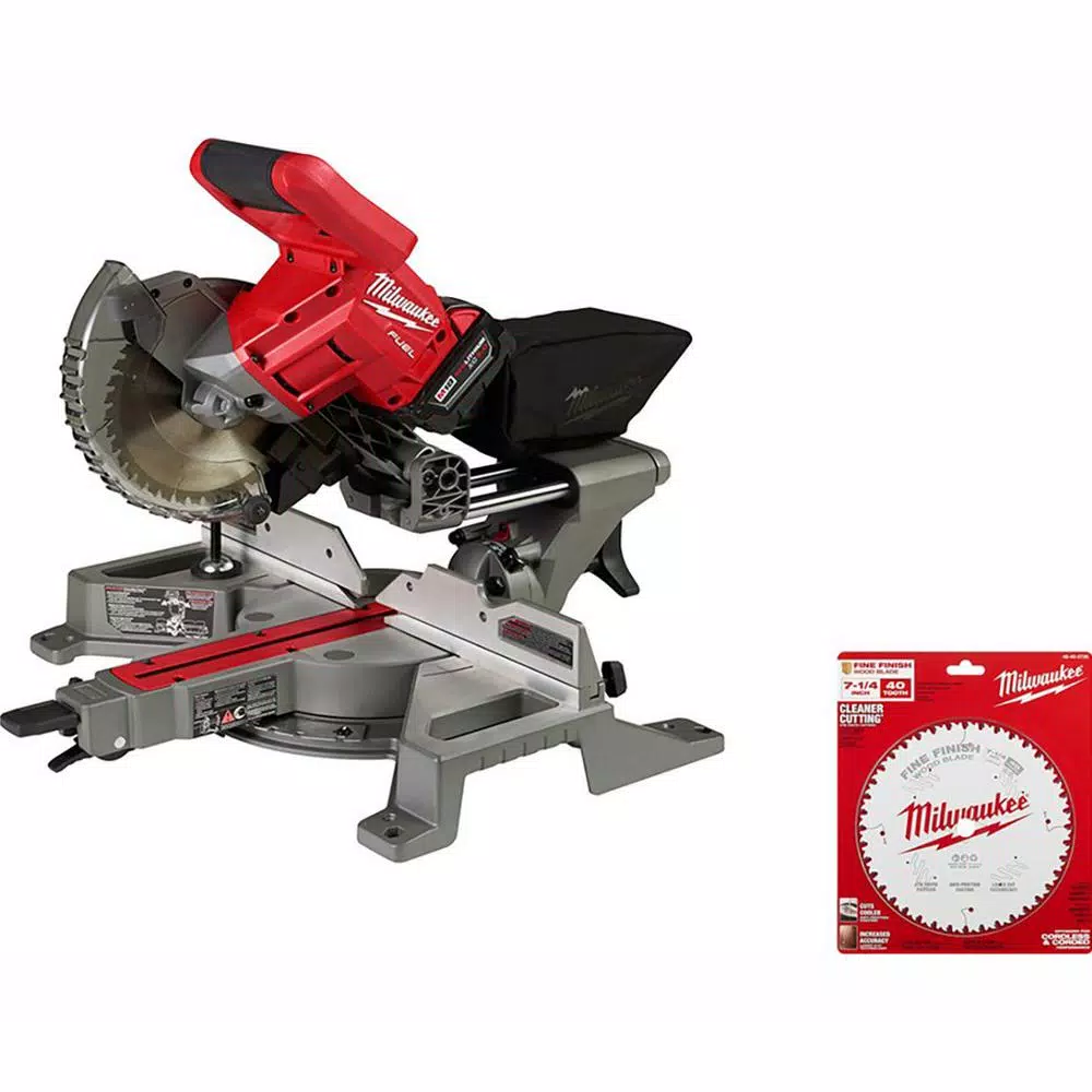 Milwaukee M18 FUEL 18-Volt Lithium-Ion Brushless Cordless 7-1/4 in. Dual Bevel Sliding Compound Miter Saw Kit with Extra Blade and#8211; XDC Depot - Mycitystee