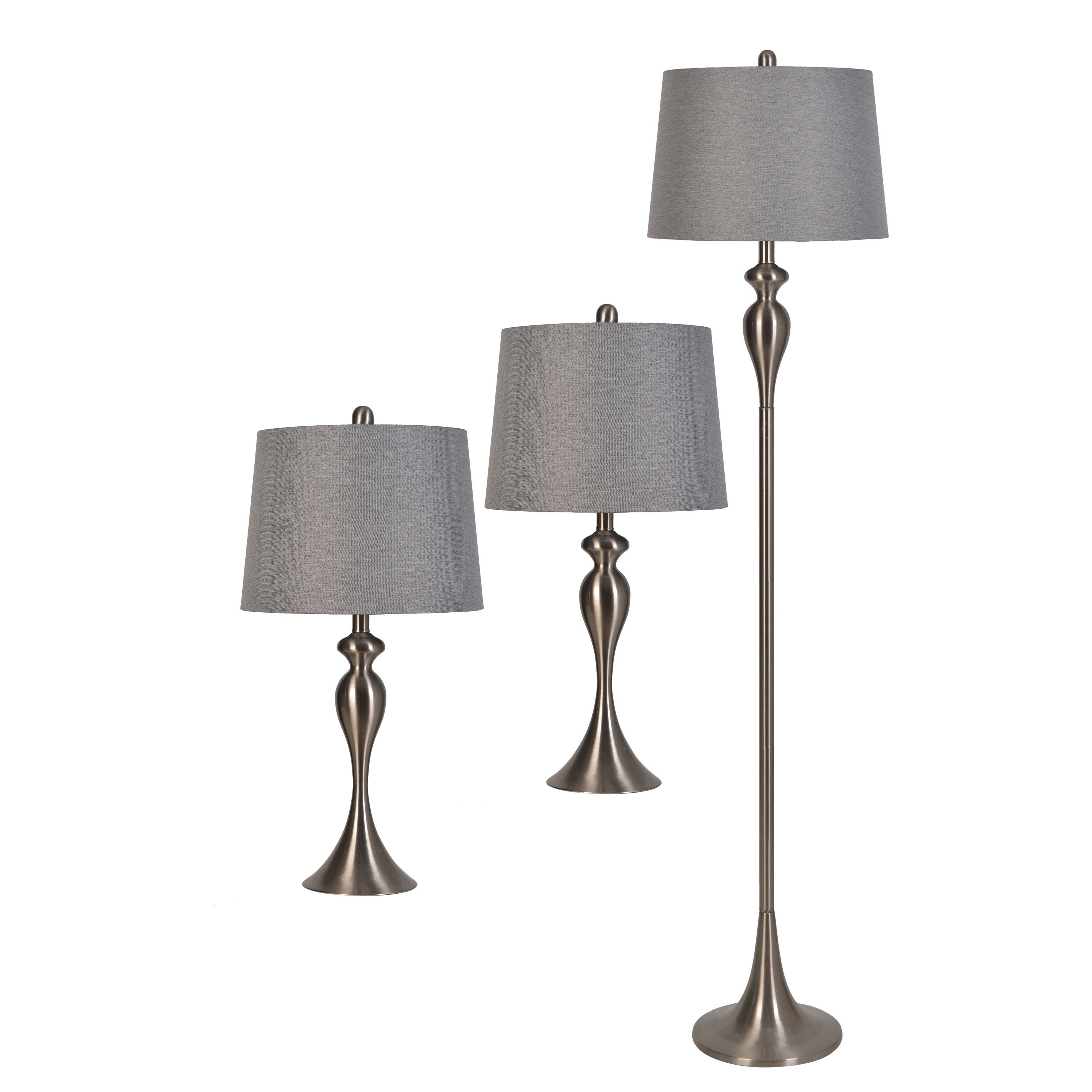 Lamps Per Se Brushed Steele Metal Lamp Set (3 piece set) - Mycitystee