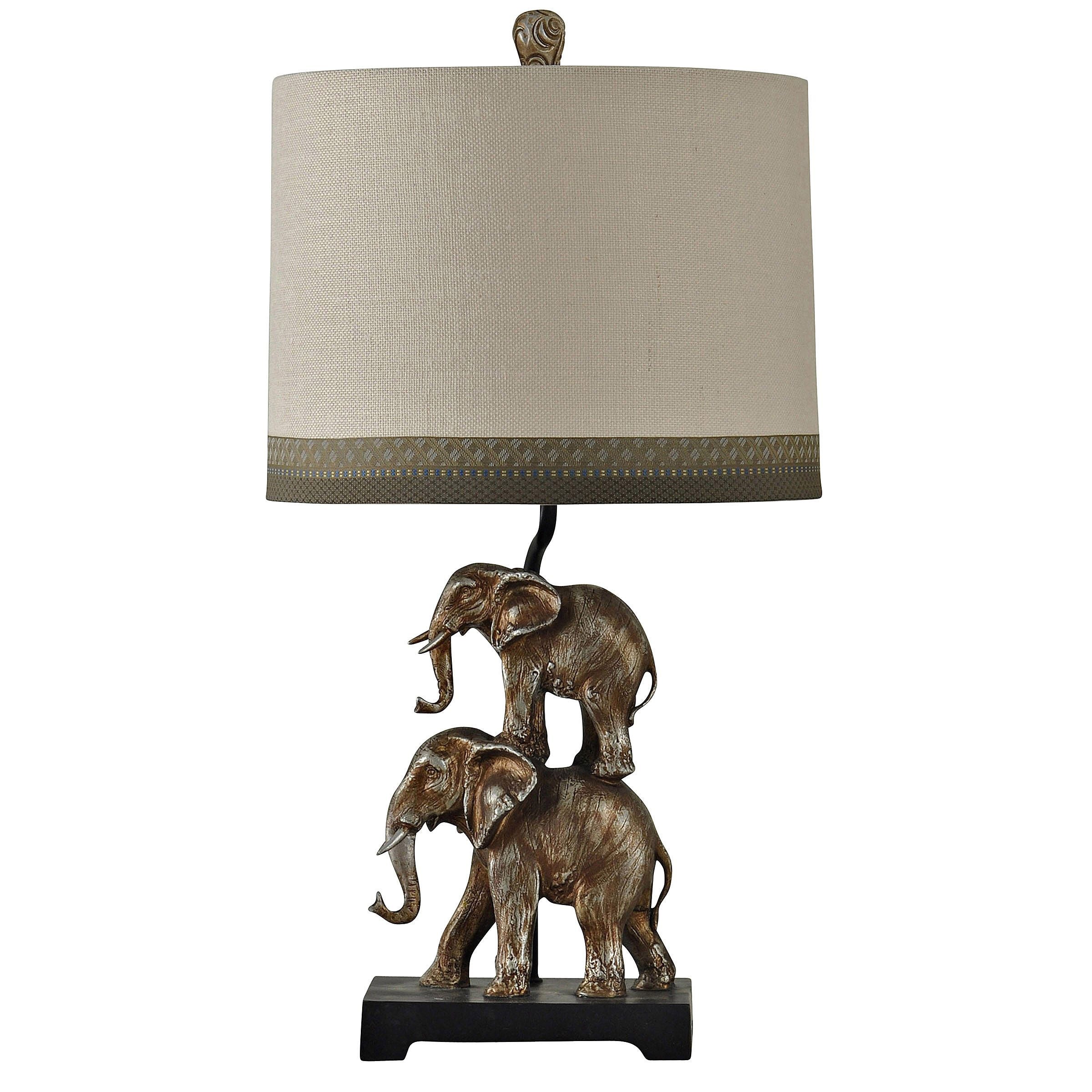 StyleCraft Kolkata Antique Silver Table Lamp - Taupe Hardback Fabric Shade - Mycitystee