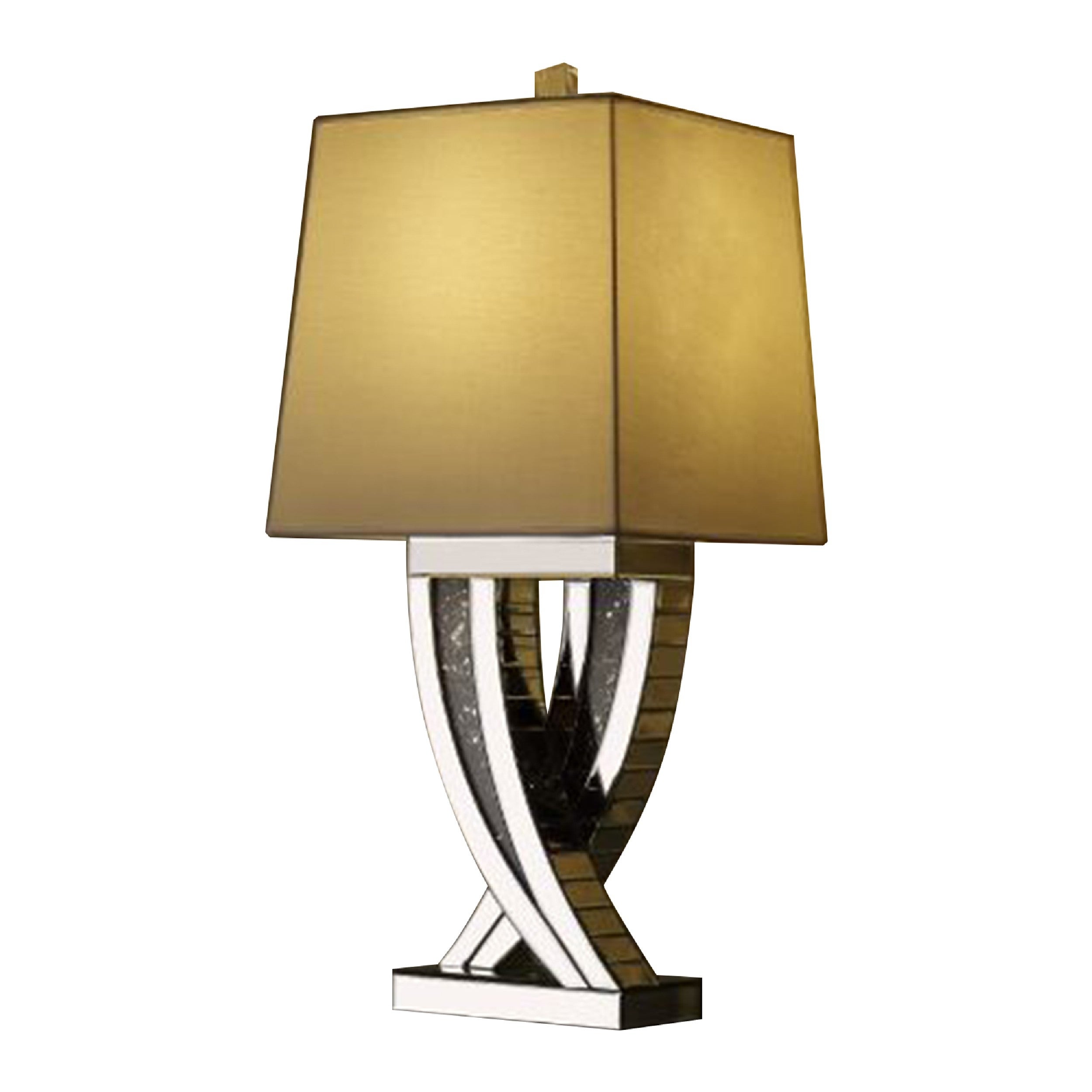 Table Lamp with Abstract Intersected Mirrored Base， Silver - Mycitystee