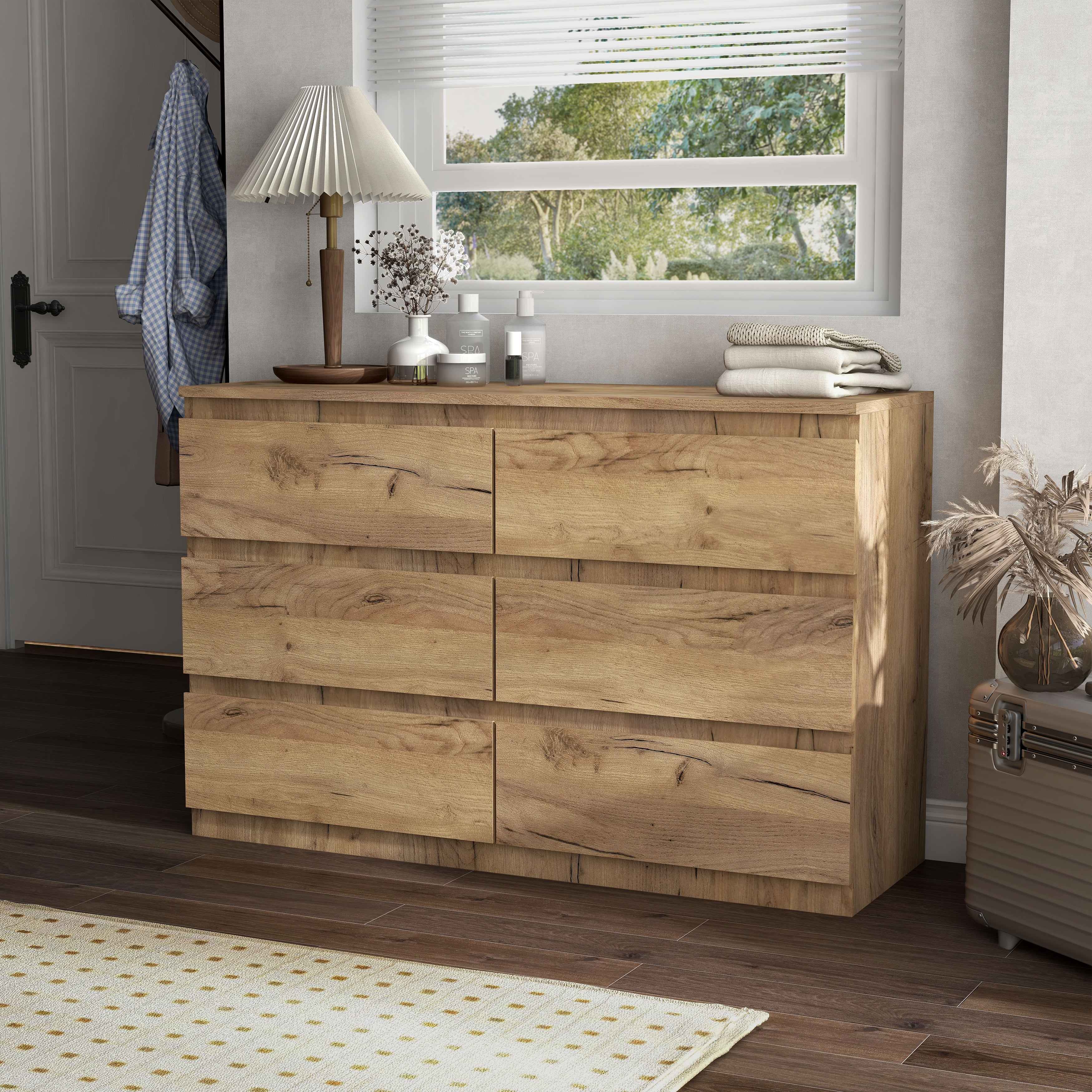 DH BASIC Janntene Modern Wood 6-drawer Wide Dresser Storage by Denhour - - 37687970 - Mycitystee