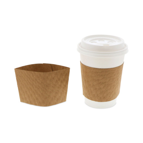 Pactiv Evergreen Hot Cup Sleeve， Fits 10 oz to 24 oz Cups， Brown， 1，000/Carton (DSLVBRN) - Mycitystee