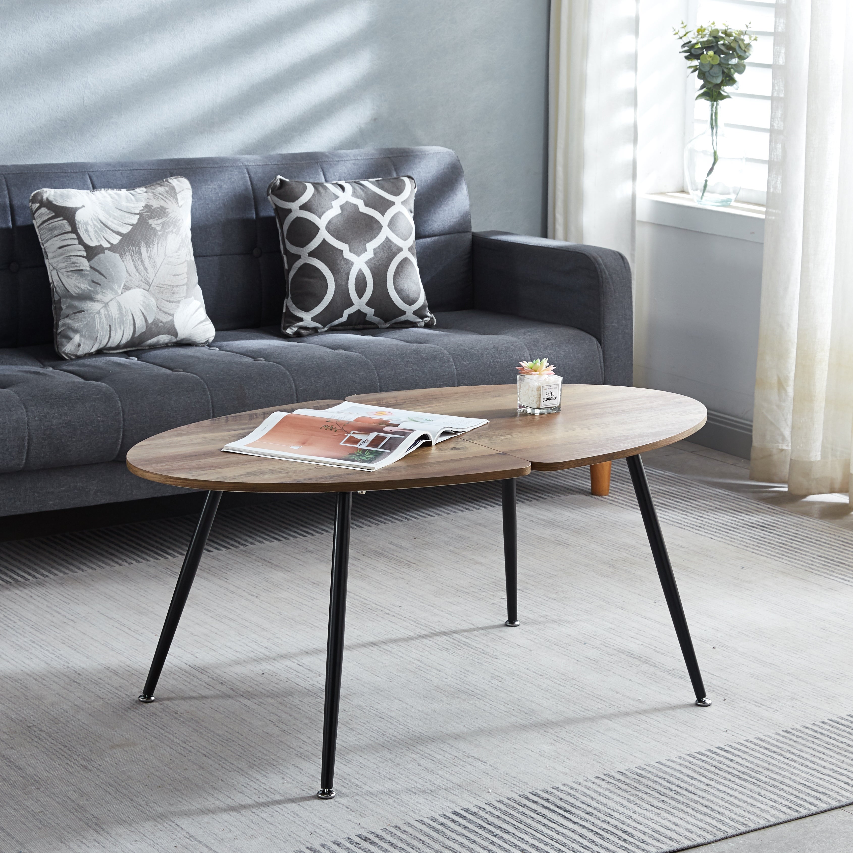 COFFEE Table for 4 people With Round Mdf Table Top， Pedestal Dining Table， End Table Leisure Coffee Table - Mycitystee