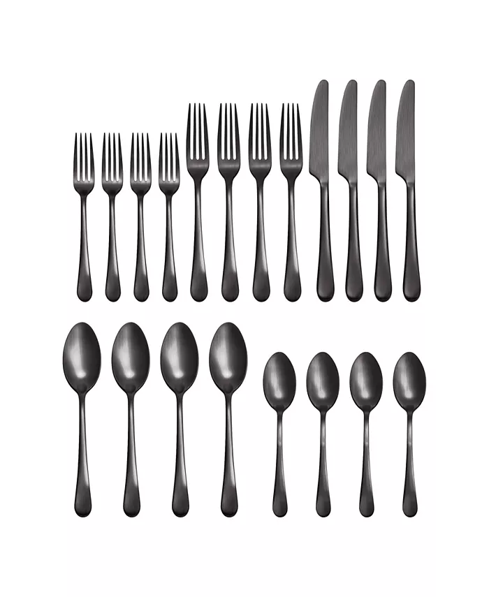 Hampton Forge Mirabella Satin Gunmetal Titanium 18 0 Stainless Steel 20 Piece Set， Service for 4 - Mycitystee