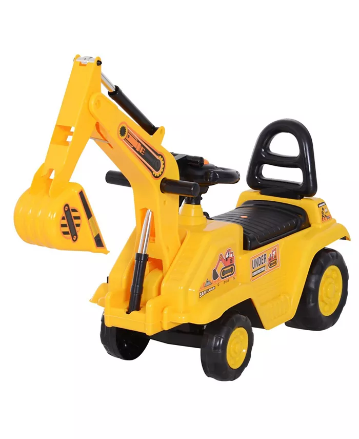 HOMCOM Ride On Excavator Pulling Cart Pretend Play Construction Truck - Mycitystee