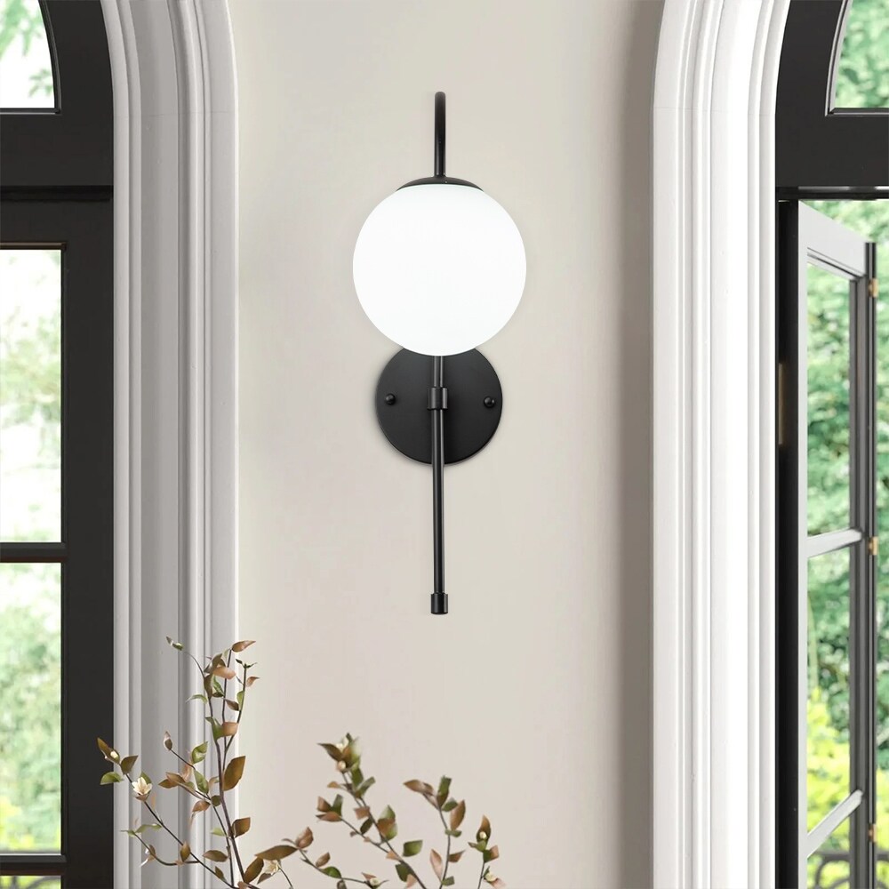 1 - Light Modern Dimmable Metal Wall Sconce with Glass Globe - Mycitystee