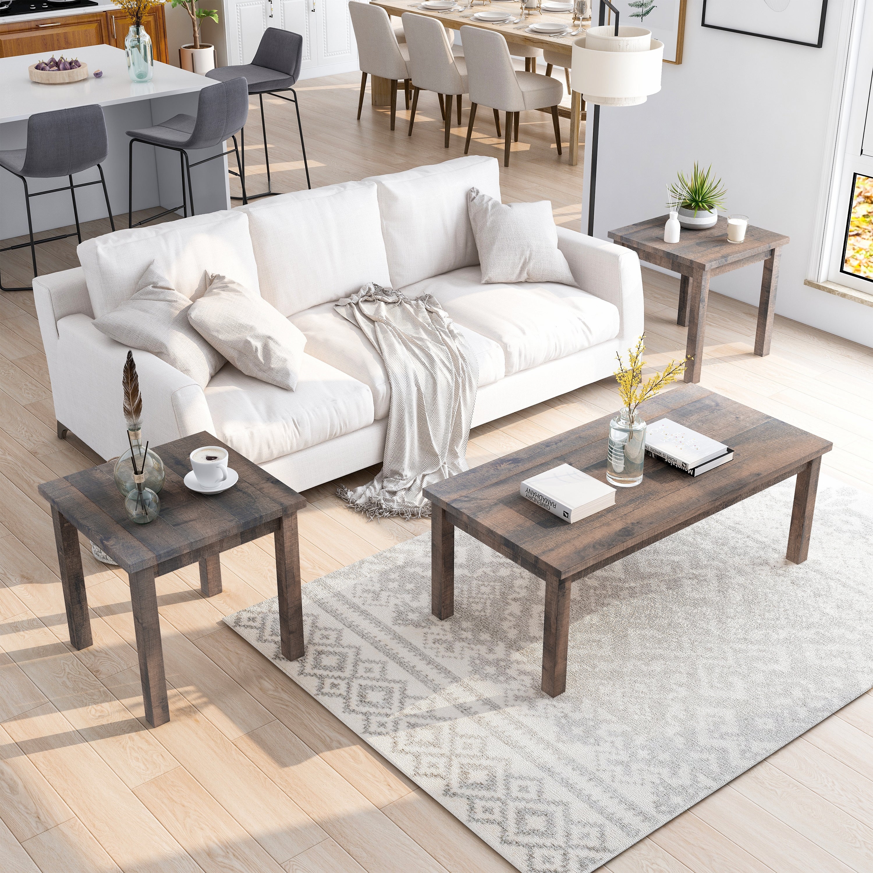 Furniture of America Boisee 3-piece 48-inch Coffee Table and Side Tables Set - Mycitystee