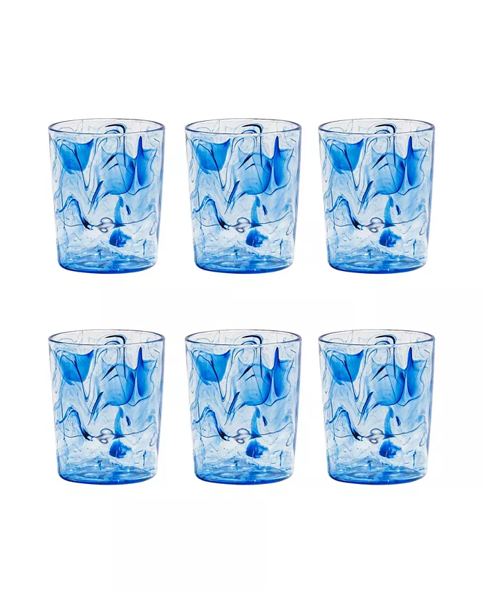 TarHong Aegean Swirl 6-Piece Double Old Fashion Premium Acrylic Glass Set， 14 oz - Mycitystee