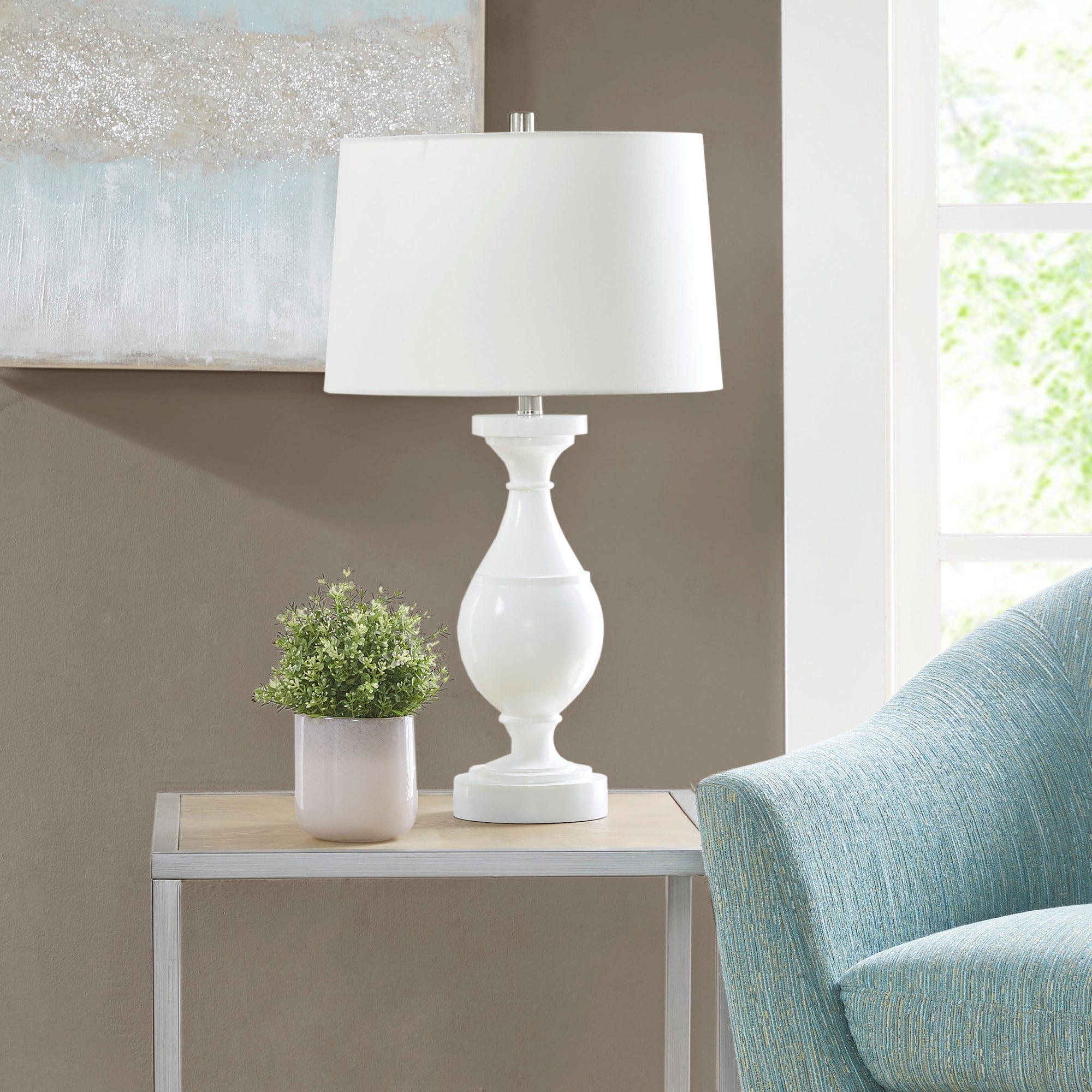 Hampton Hill Blythe White Resin Table Lamp - Mycitystee