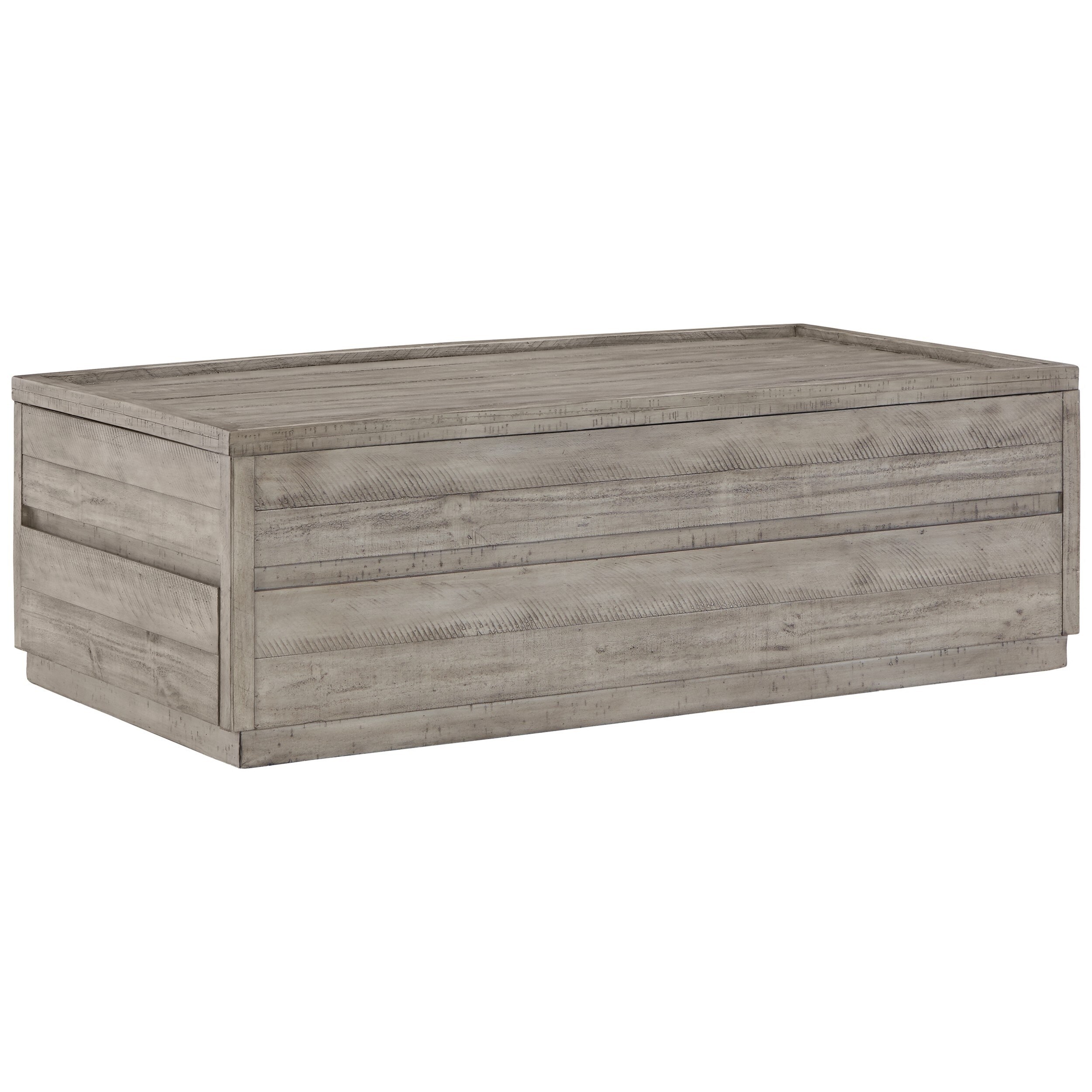 52 Inch Rectangular Lift Top Coffee Table， 2 Drawer， Rustic Rough Hewn Gray - Mycitystee