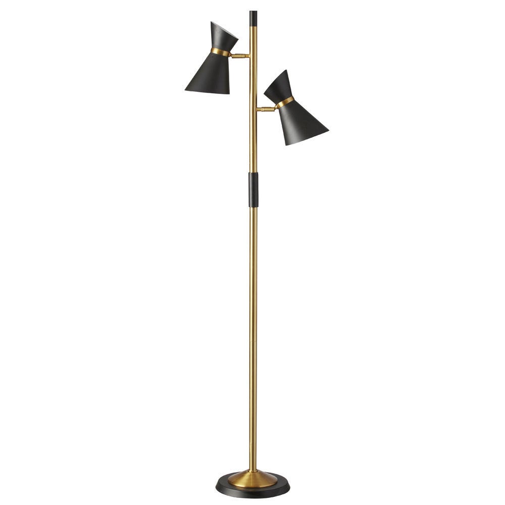 Dainolite 2-light Vintage Bronze Floor Lamp with Black Shade - Mycitystee