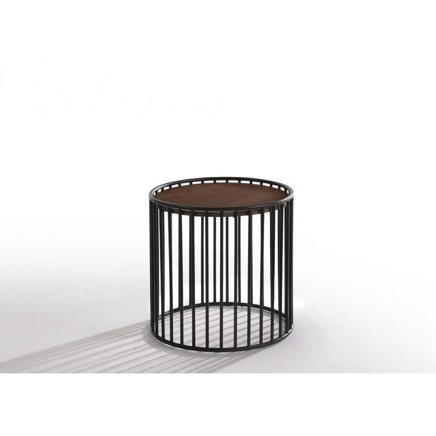 Carbon Loft Calacino Modern Walnut and Black Round Tea Table - Mycitystee