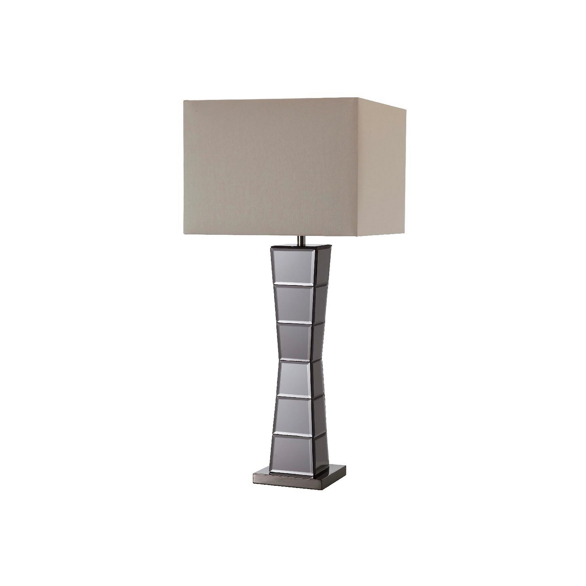 Table Lamp with Mirrored Tower Design Body， Silver - Mycitystee