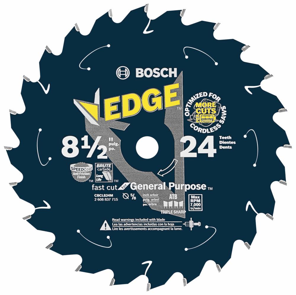 Bosch 8-1/2 In. 24 Tooth Edge Cordless Circular Saw Blade for General Purpose CBCL824M from Bosch - Mycitystee