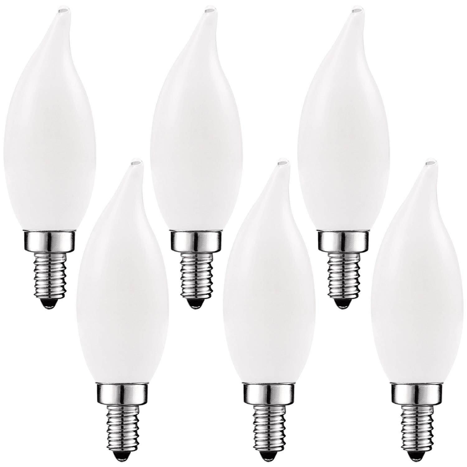 Luxrite 5W Frosted E12 LED Bulb 60W Equivalent， 2700K Warm White， 450 Lumens， Dimmable Candelabra LED Bulbs (6 Pack) - Mycitystee