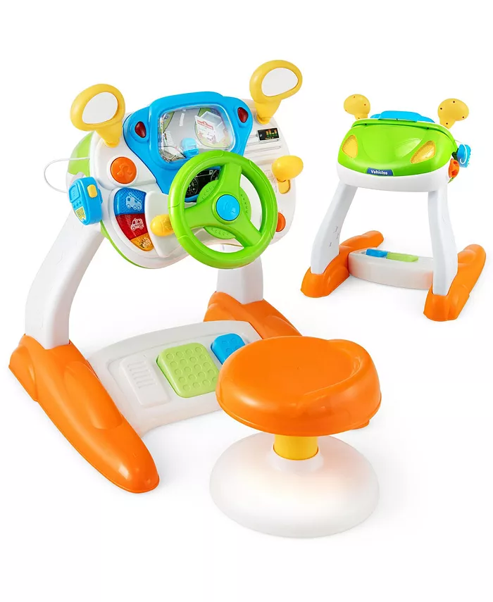 Costway Kids Pretend Ride on Toy Driver Simulation Car Toddler Play Station Light Sound - Mycitystee
