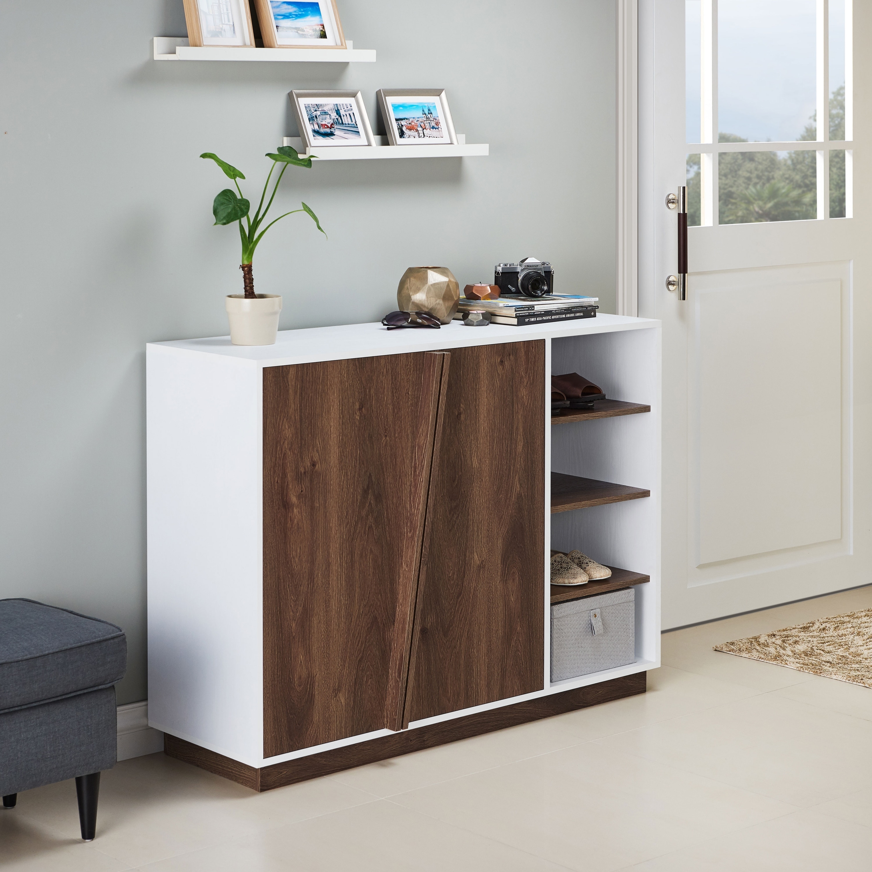 Furniture of America Desi Contemporary White Storage Shoe Cabinet - - 19483448 - Mycitystee
