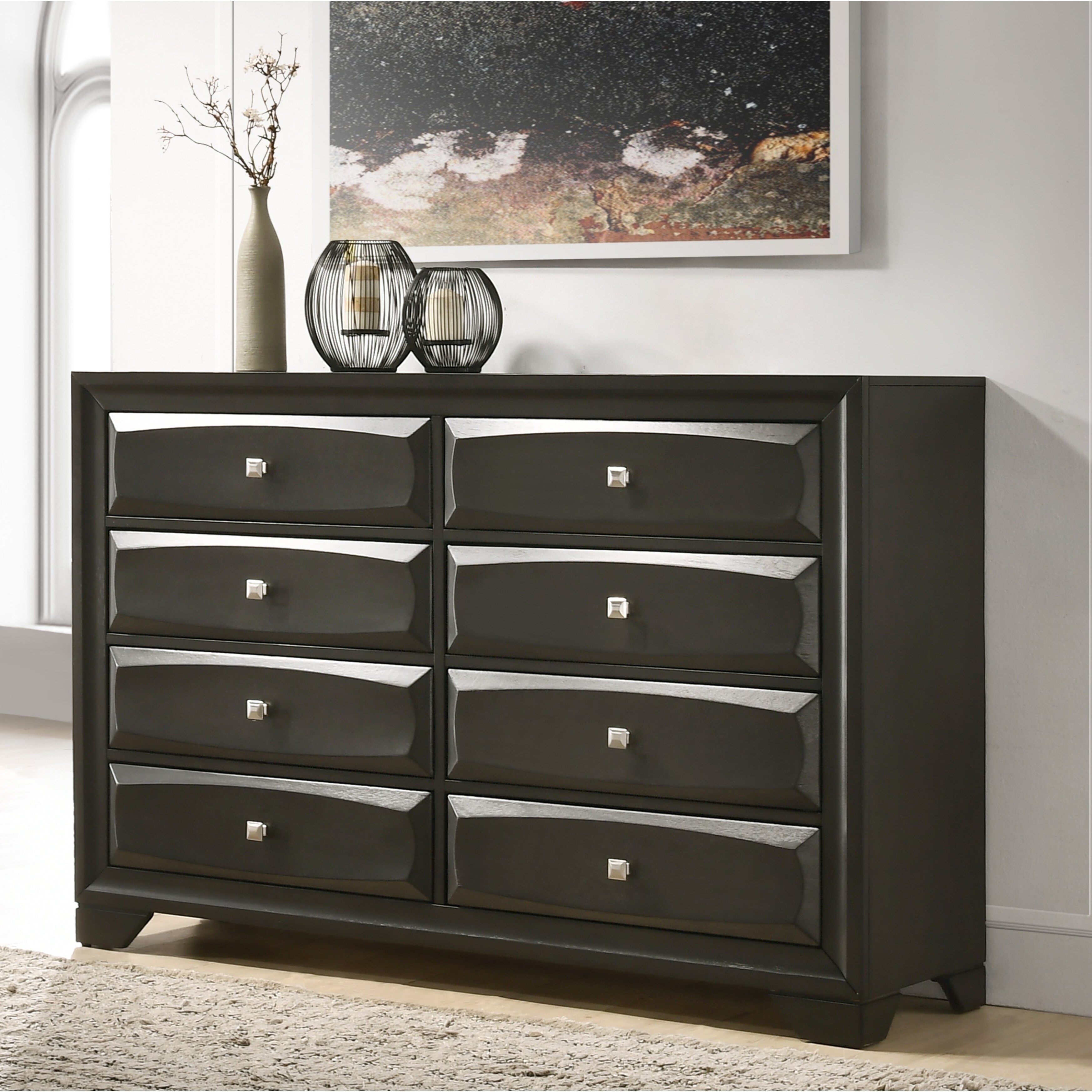 Roundhill Furniture Oakland Antique Gray Finish Wood 6 Drawers Dresser - - 20256368 - Mycitystee