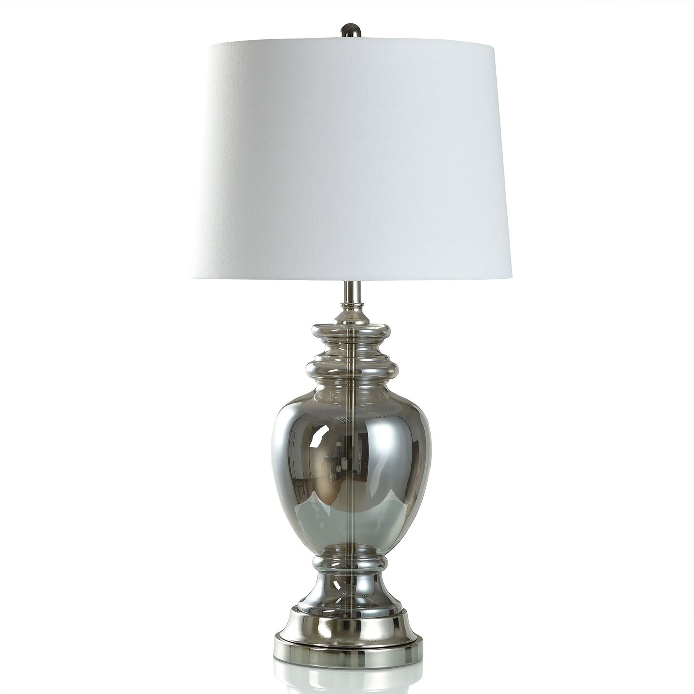 Silver Mercury Table Lamp - Antiqued Silver Smoked Glass With Pewter Accents - Mycitystee