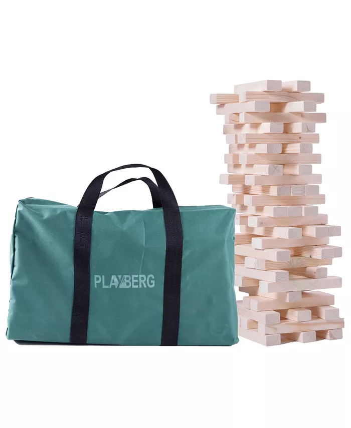 Playberg 60 Block Giant Hardwood Tower Stacking Game - Mycitystee