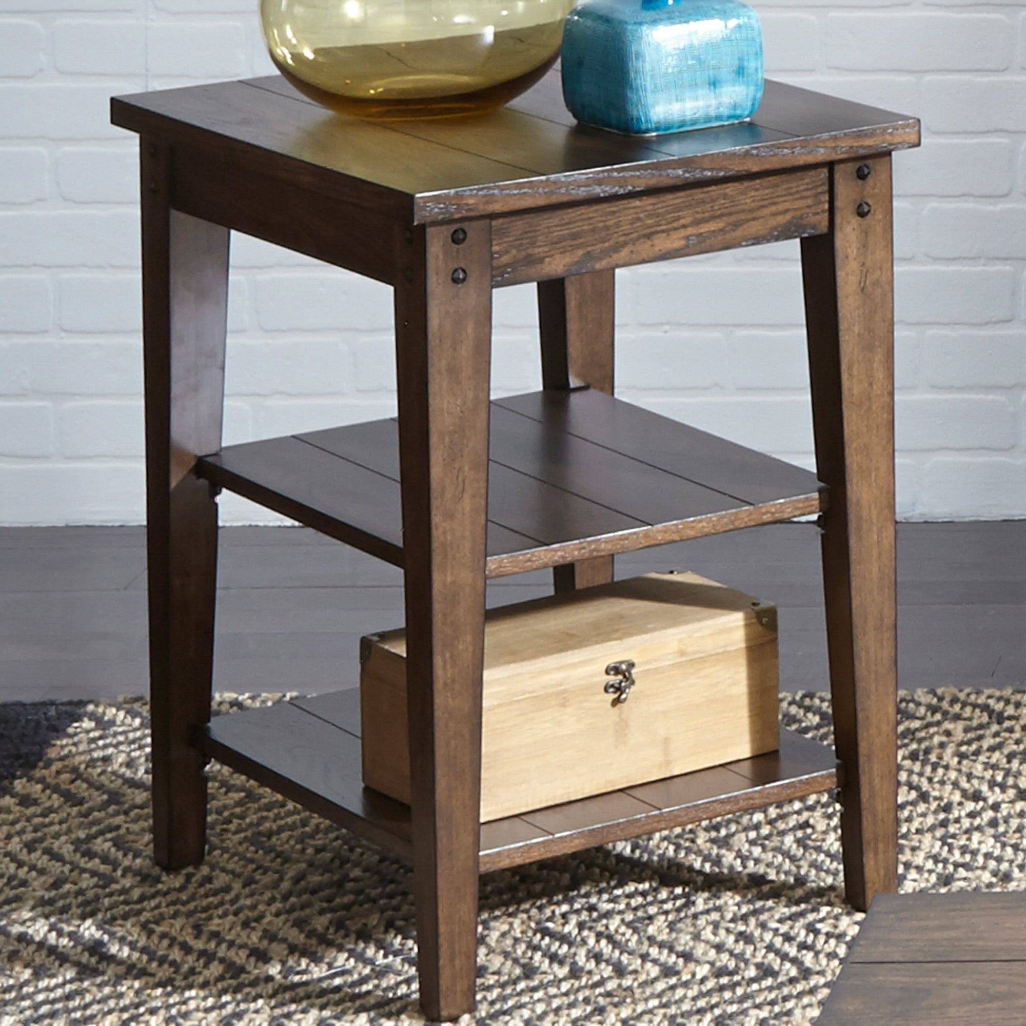 Lake House Rustic Brown Oak Tiered Table - Mycitystee