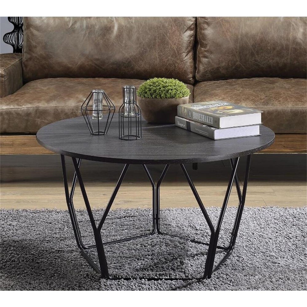 Vintage Style Round Coffee Table， Sofa Table With Sturdy Metal Frame - Mycitystee