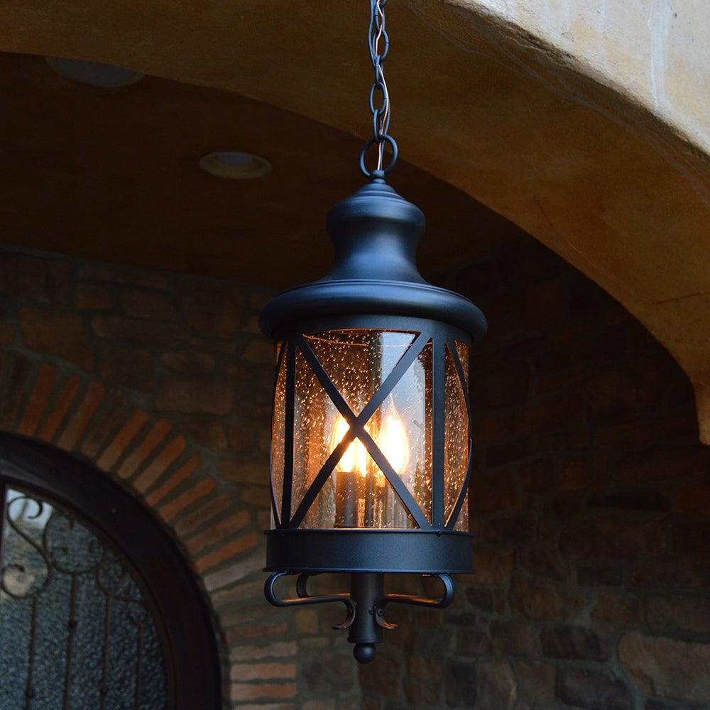 Taysom Exterior Light in Black Finish with Clear Seedy Glass - Mycitystee
