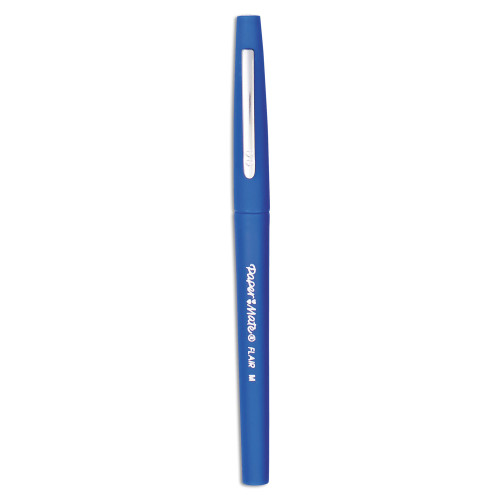 Paper Mate Point Guard Flair Stick Porous Point Pen， Medium 0.7mm， Blue Ink/Barrel， Dozen (8410152) - Mycitystee