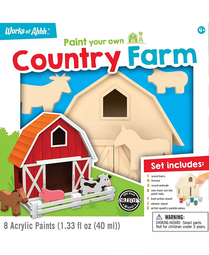 MasterPieces Puzzles Works of Ahhh Craft Set - Country Farm Premium Wood Paint Kit - Mycitystee