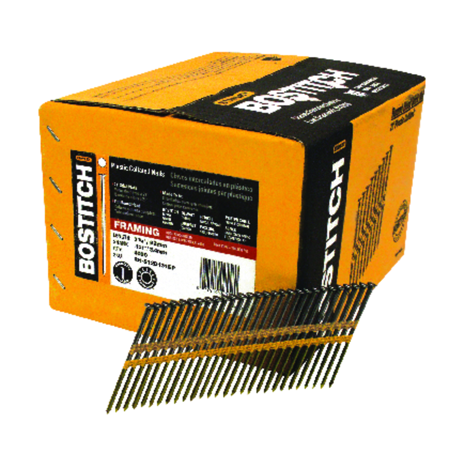 Bostitch 3-1/4 in. Angled Strip Coated Framing Nails 21 deg 4，000 pk - Mycitystee