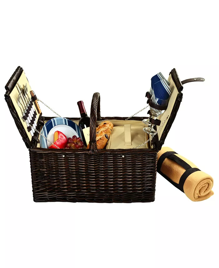 Picnic At Ascot Surrey Willow Picnic Basket with Blanket - Service for 2 - Mycitystee