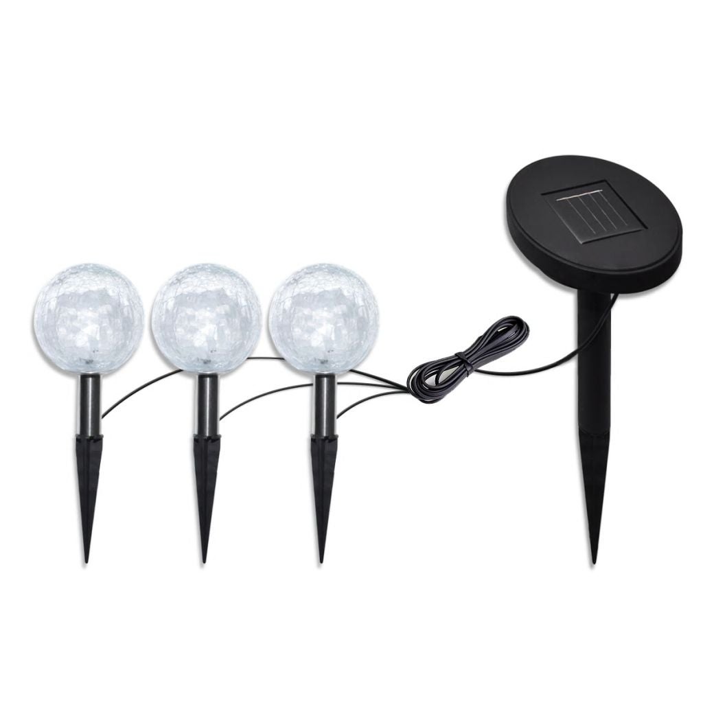 vidaXL Solar Bowl 3 LED Garden Lights with Spike Anchors and Solar Panel - Mycitystee